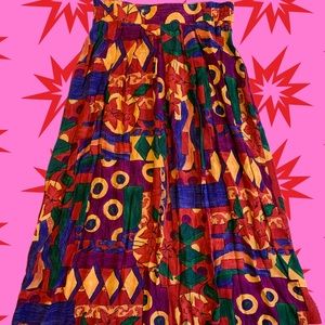 Vintage 80’s Modiano abstract and floral midi skirt